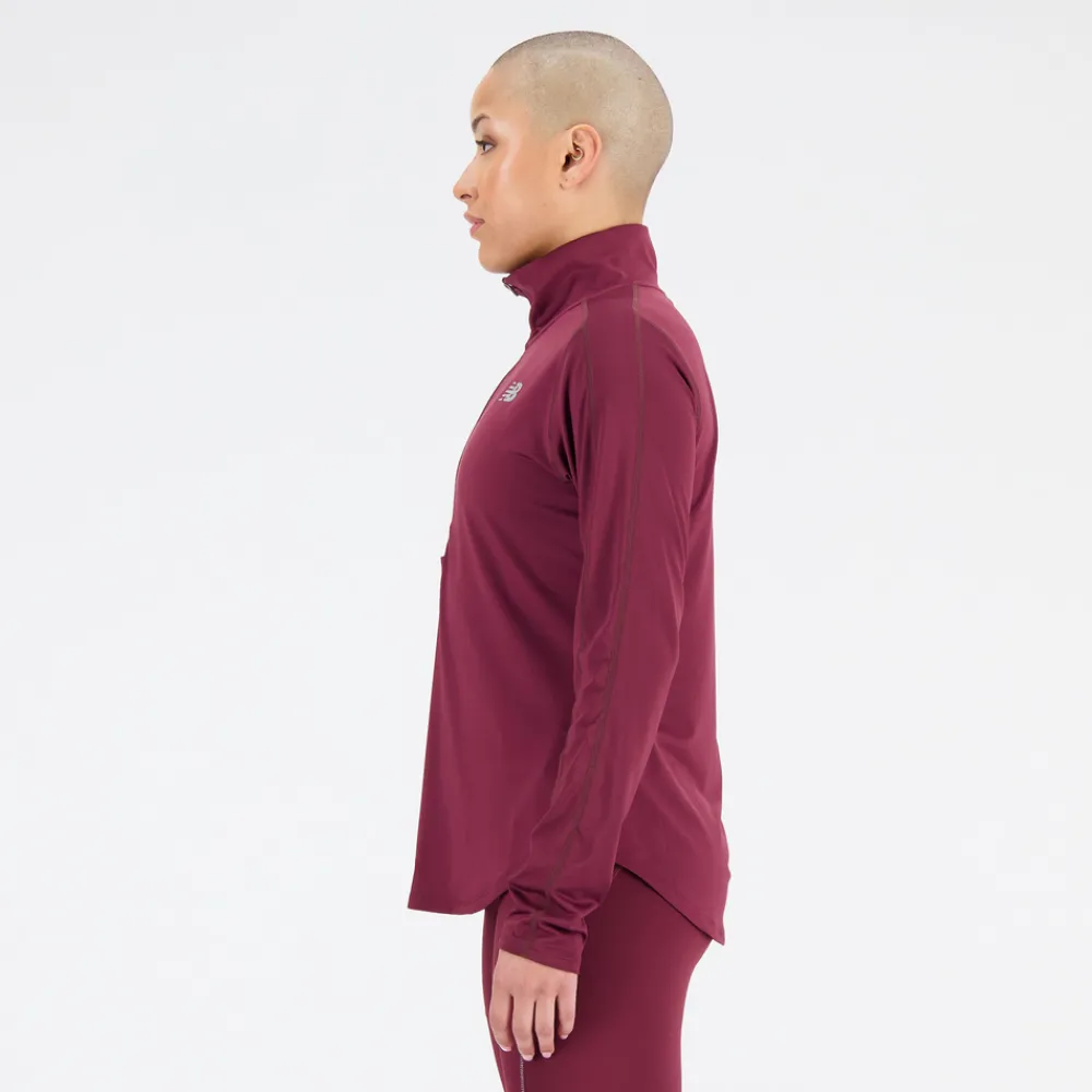 ODZIEZ BIEGOWA|BIEGANIE*New Balance ODZIEZ BIEGOWA|BIEGANIE Bluza damska WT23227NBY – bordowa