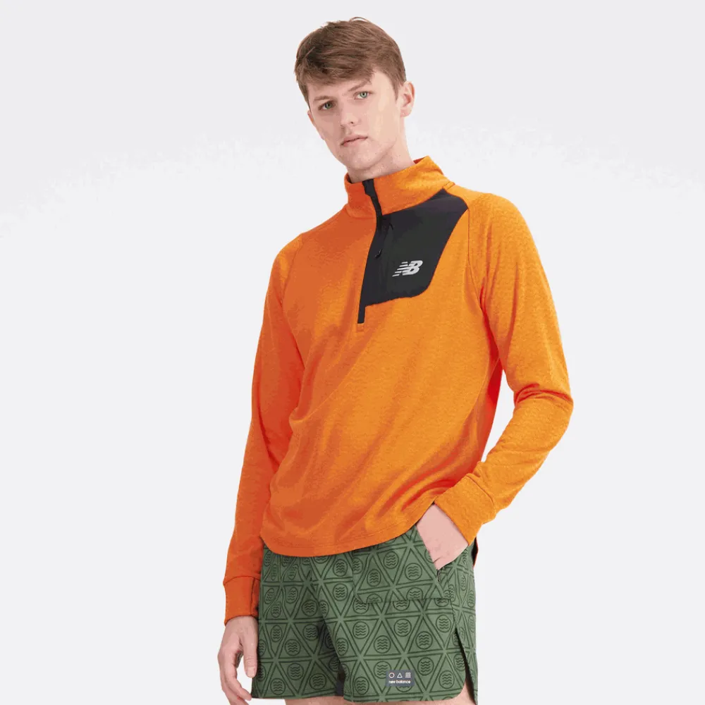 ODZIEZ BIEGOWA|BIEGANIE*New Balance ODZIEZ BIEGOWA|BIEGANIE Bluza męska MT23252CEN – pomarańczowa