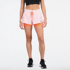 ODZIEZ BIEGOWA|BIEGANIE*New Balance ODZIEZ BIEGOWA|BIEGANIE Spodenki damskie WS21271SOI – różowo–pomarańczowe
